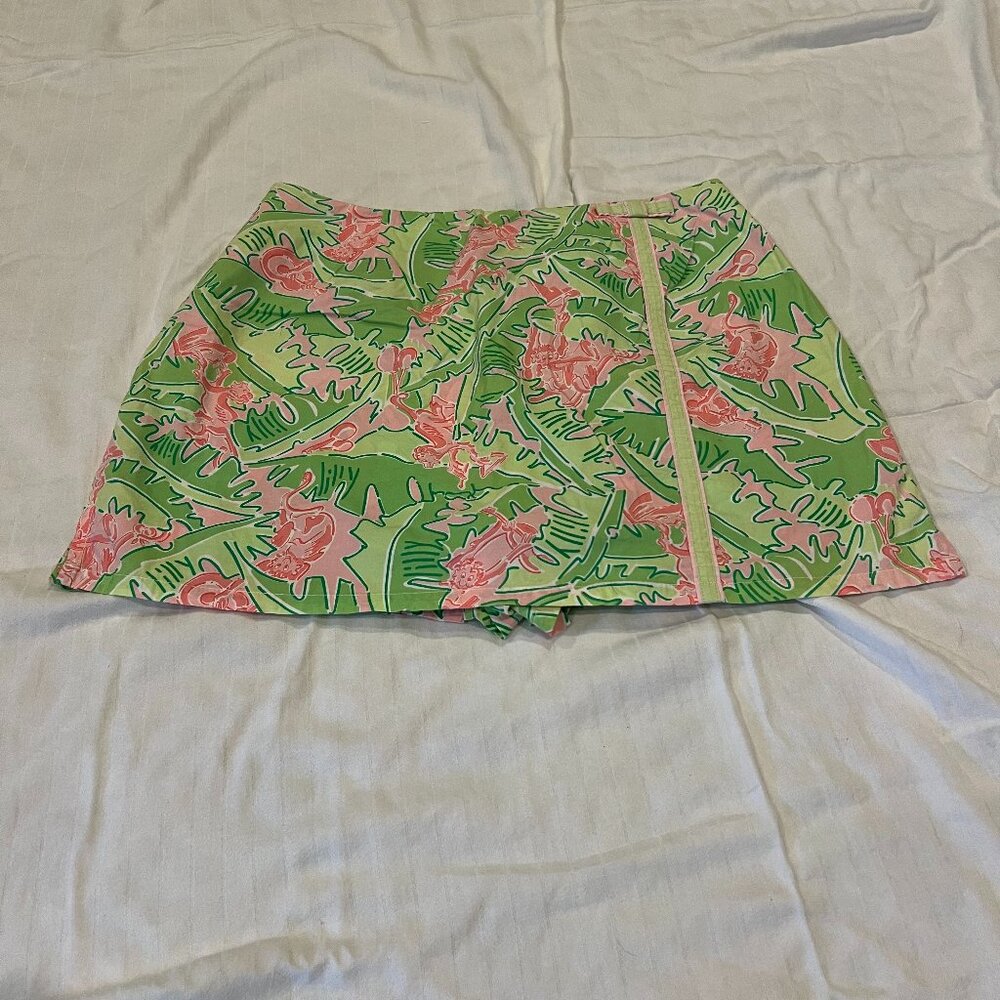 Vintage Lilly Pulitzer Pink and Green Mini-Skort, rare monkey pattern, size 6